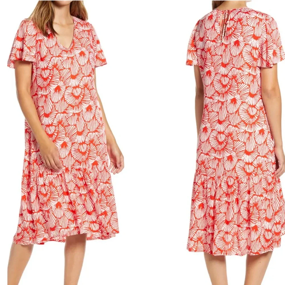 TOMMY BAHAMA Shall We Dance Dress Midi Red&White Dress size Small - Picture 1 of 8